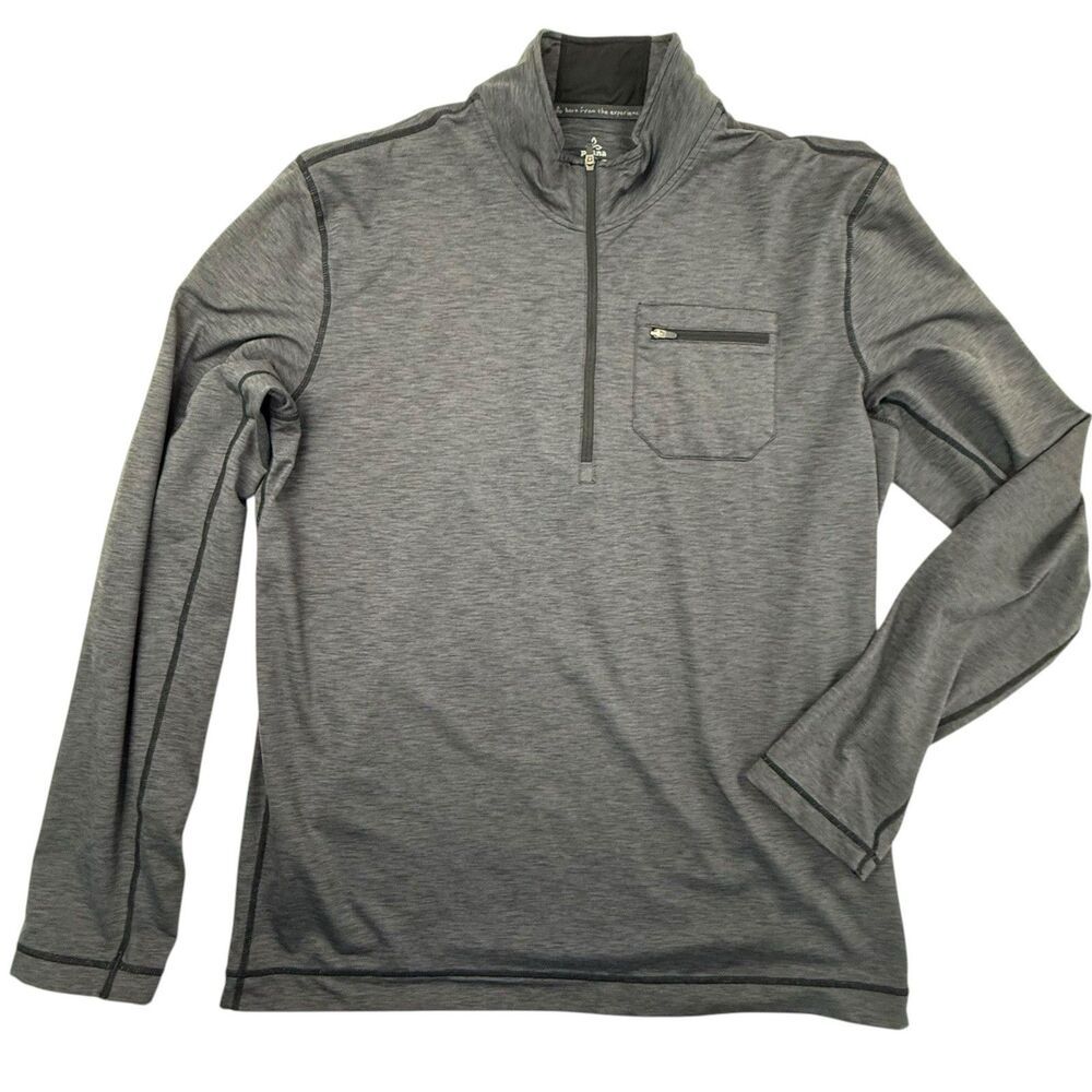 Prana Zylo 1/4 Zip Pullover Shirt Mens XL Gray Performance Gorpcore Athleisure